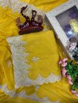 ATTRACTIVE TABBY SILK SEQUENCE AND CODING EMBROIDERY WORK SAREE WITH UNSTITCHED BLOUSE WEDDING WEAR WHOLESALE PRICE ETHNIC GARMENT (15)