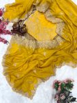 ATTRACTIVE TABBY SILK SEQUENCE AND CODING EMBROIDERY WORK SAREE WITH UNSTITCHED BLOUSE WEDDING WEAR WHOLESALE PRICE ETHNIC GARMENT (15)