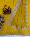 ATTRACTIVE TABBY SILK SEQUENCE AND CODING EMBROIDERY WORK SAREE WITH UNSTITCHED BLOUSE WEDDING WEAR WHOLESALE PRICE ETHNIC GARMENT (15)