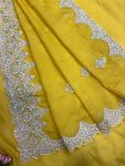 ATTRACTIVE TABBY SILK SEQUENCE AND CODING EMBROIDERY WORK SAREE WITH UNSTITCHED BLOUSE WEDDING WEAR WHOLESALE PRICE ETHNIC GARMENT (15)