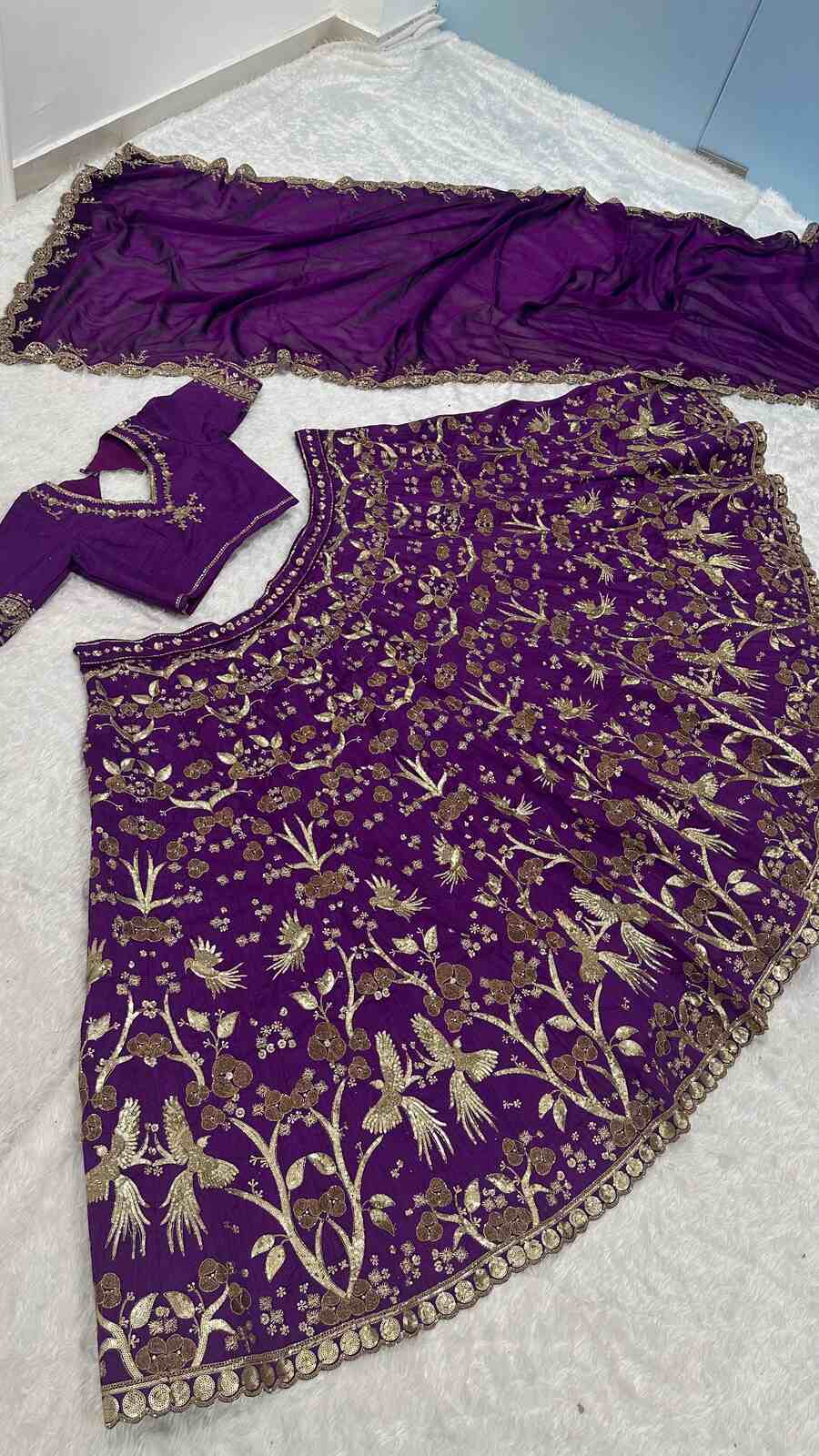 ATTRACTIVE THAI SILK SEQUENCE ZARI & DORI WORK LEHENGA CHOLI WITH DUPATTA PARTY WEAR WHOLESALE PRICE ETHNIC GARMENT (7)
