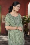 ATTRACTIVE TISSUE NET SEQUENCE & PITE WORK WITH THREAD EMBROIDERY WORK SAREE WITH UNSTITCHED BLOUSE WEDDING WEAR WHOLESALE PRICE ETHNIC GARMENT (14)