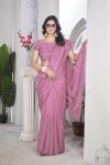 ATTRACTIVE TISSUE NET SEQUENCE & PITE WORK WITH THREAD EMBROIDERY WORK SAREE WITH UNSTITCHED BLOUSE WEDDING WEAR WHOLESALE PRICE ETHNIC GARMENT (10)
