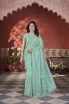 ATTRACTIVE TISSUE NET SEQUENCE & PITE WORK WITH THREAD EMBROIDERY WORK SAREE WITH UNSTITCHED BLOUSE WEDDING WEAR WHOLESALE PRICE ETHNIC GARMENT (2)