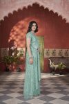 ATTRACTIVE TISSUE NET SEQUENCE & PITE WORK WITH THREAD EMBROIDERY WORK SAREE WITH UNSTITCHED BLOUSE WEDDING WEAR WHOLESALE PRICE ETHNIC GARMENT (2)
