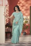 ATTRACTIVE TISSUE NET SEQUENCE & PITE WORK WITH THREAD EMBROIDERY WORK SAREE WITH UNSTITCHED BLOUSE WEDDING WEAR WHOLESALE PRICE ETHNIC GARMENT (2)