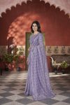 ATTRACTIVE TISSUE NET SEQUENCE & PITE WORK WITH THREAD EMBROIDERY WORK SAREE WITH UNSTITCHED BLOUSE WEDDING WEAR WHOLESALE PRICE ETHNIC GARMENT (6)