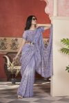 ATTRACTIVE TISSUE NET SEQUENCE & PITE WORK WITH THREAD EMBROIDERY WORK SAREE WITH UNSTITCHED BLOUSE WEDDING WEAR WHOLESALE PRICE ETHNIC GARMENT (6)