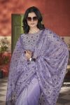 ATTRACTIVE TISSUE NET SEQUENCE & PITE WORK WITH THREAD EMBROIDERY WORK SAREE WITH UNSTITCHED BLOUSE WEDDING WEAR WHOLESALE PRICE ETHNIC GARMENT (6)