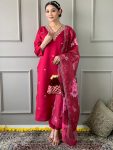 ATTRACTIVE VATICAN EMBROIDERY WORK TOP BOTTOM WITH DUPATTA RED