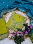 ATTRACTIVE VICHITRA SILK SEQUENCE CODING EMBROIDERY WORK TOP BOTTOM WITH DUPATTA PARTY WEAR WHOLESALE PRICE ETHNIC GARMENT (1)