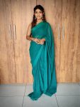 ATTRACTIVE VISCOSE WEAVING ZARI WORK READY TO WEAR SAREE WITH UNSTITCHED BLOUSE RAMA
