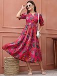 ATTRCTIVE RAYON PRINTED WORK ONE PIECE DRESS CASUAL WEAR WHOLESALE PRICE ETHNIC GARMENT (3)