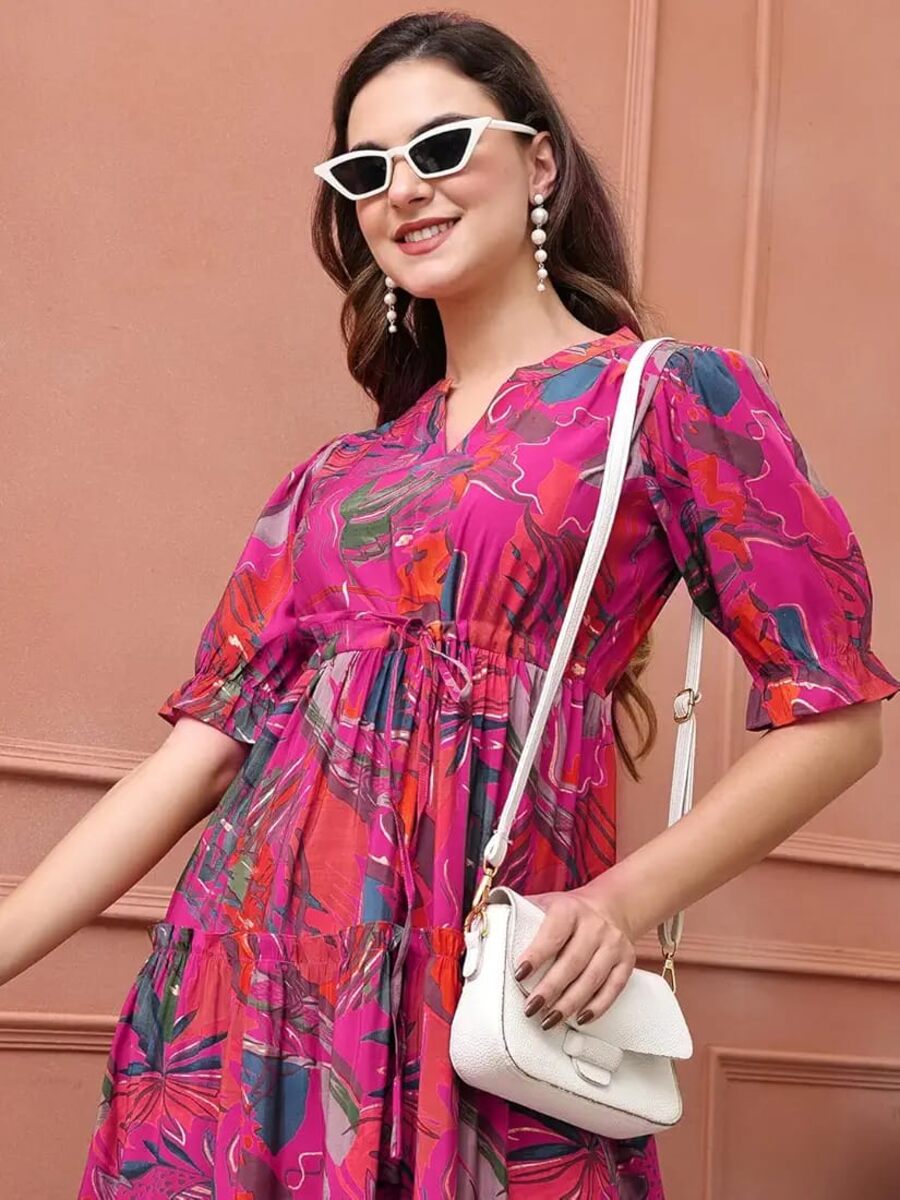 ATTRCTIVE RAYON PRINTED WORK ONE PIECE DRESS CASUAL WEAR WHOLESALE PRICE ETHNIC GARMENT (4)