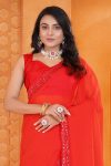 BOLLY WOOD GEORGETTE EMBROIDERY DUAL SEQUENCE WORK LACE SAREE WITH UNSTITCHED BLOUSE PARTY WEAR WHOLESALE PRICE ETHNIC GARMENT (7)