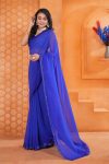 BOLLY WOOD GEORGETTE EMBROIDERY DUAL SEQUENCE WORK LACE SAREE WITH UNSTITCHED BLOUSE PARTY WEAR WHOLESALE PRICE ETHNIC GARMENT (11)