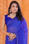 BOLLY WOOD GEORGETTE EMBROIDERY DUAL SEQUENCE WORK LACE SAREE WITH UNSTITCHED BLOUSE PARTY WEAR WHOLESALE PRICE ETHNIC GARMENT (11)
