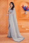BOLLY WOOD GEORGETTE EMBROIDERY DUAL SEQUENCE WORK LACE SAREE WITH UNSTITCHED BLOUSE PARTY WEAR WHOLESALE PRICE ETHNIC GARMENT (3)