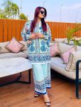 BOLLYWOOD AMERICAN CREPE DIGITAL PRINT WORK TOP PALAZZO WITH DUPATTA BLUE