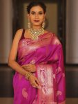 BOLLYWOOD BANARASI SILK WEAVING WORK SAREE WITH UNSTITCHED BLOUSE WEDDING WEAR WHOLESALE PRICE ETHNIC GARMENT (24)