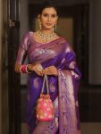 BOLLYWOOD BANARASI SILK WEAVING WORK SAREE WITH UNSTITCHED BLOUSE WEDDING WEAR WHOLESALE PRICE ETHNIC GARMENT (27)