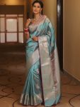 BOLLYWOOD BANARASI SILK WEAVING WORK SAREE WITH UNSTITCHED BLOUSE WEDDING WEAR WHOLESALE PRICE ETHNIC GARMENT (32)