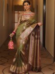 BOLLYWOOD BANARASI SILK WEAVING WORK SAREE WITH UNSTITCHED BLOUSE WEDDING WEAR WHOLESALE PRICE ETHNIC GARMENT (38)