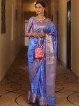 BOLLYWOOD BANARASI SILK WEAVING WORK SAREE WITH UNSTITCHED BLOUSE WEDDING WEAR WHOLESALE PRICE ETHNIC GARMENT (40)