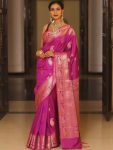 BOLLYWOOD BANARASI SILK WEAVING WORK SAREE WITH UNSTITCHED BLOUSE WEDDING WEAR WHOLESALE PRICE ETHNIC GARMENT (24)