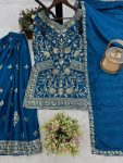BOLLYWOOD CHINON SILK EMBROIDERY AND SEQUENCE WORK TOP PALAZZO WITH DUPATTTA WEDDING WEAR WHOLESALE PRICE ETHNIC GARMENT (2)
