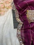 BOLLYWOOD JIMMY CHOO SEQUENCE AND REAL MIRROR BORDER WORK SAREE WITH STITCHED BLOUSE BRIDAL WEAR WHOLESALE PRICE ETHNIC GARMENT (8)