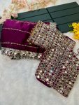 BOLLYWOOD JIMMY CHOO SEQUENCE AND REAL MIRROR BORDER WORK SAREE WITH STITCHED BLOUSE BRIDAL WEAR WHOLESALE PRICE ETHNIC GARMENT (8)