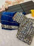 BOLLYWOOD JIMMY CHOO SEQUENCE AND REAL MIRROR BORDER WORK SAREE WITH STITCHED BLOUSE BRIDAL WEAR WHOLESALE PRICE ETHNIC GARMENT (13)