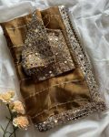 BOLLYWOOD JIMMY CHOO SEQUENCE AND REAL MIRROR BORDER WORK SAREE WITH STITCHED BLOUSE BRIDAL WEAR WHOLESALE PRICE ETHNIC GARMENT (18)