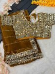BOLLYWOOD JIMMY CHOO SEQUENCE AND REAL MIRROR BORDER WORK SAREE WITH STITCHED BLOUSE BRIDAL WEAR WHOLESALE PRICE ETHNIC GARMENT (18)