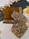 BOLLYWOOD JIMMY CHOO SEQUENCE AND REAL MIRROR BORDER WORK SAREE WITH STITCHED BLOUSE BRIDAL WEAR WHOLESALE PRICE ETHNIC GARMENT (18)