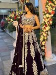 BOLLYWOOD KASTURI SILK THREAD , SEQUENCE & DORI WORK LEHENGA CHOLI WITH DUPATTA BROWN
