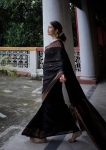 BOLLYWOOD LICHI SILK JACQUARD WORK FESTIVE WEAR SAREE WITH UNSTITCHED BLOUSE BLACK