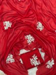 BOLLYWOOD VICHITRA SILK SEQUENCE WORK WITH ARCO BORDER SAREE WITH UNSTITCHED BLOUSE RED