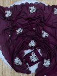 BOLLYWOOD VICHITRA SILK SEQUENCE WORK WITH ARCO BORDER SAREE WITH UNSTITCHED BLOUSE WINE