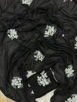BOLLYWOOD VICHITRA SILK SEQUENCE WORK WITH ARCO BORDER SAREE WITH UNSTITCHED BLOUSE BLACK