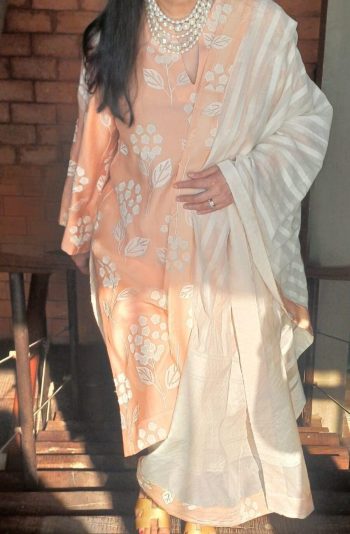 BOLLYWOOD IMPORTED EMBROIDERY WORK TOP BOTTOM WITH DUPATTA PEACH