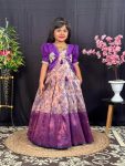 DESIGNER BANARASI SILK WEAVING ZARI WORK KID’S GOWN WITH KOTI WEDDING WEAR WHOLESALE PRICE ETHNIC GARMENT (14)