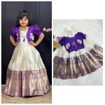 DESIGNER BANARASI SILK WEAVING ZARI WORK KID’S GOWN WITH KOTI WEDDING WEAR WHOLESALE PRICE ETHNIC GARMENT (13)