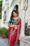 DESIGNER BANDHEJ PITHA & GOTA PATI WORK SAREE WITH UNSTITCHED BLOUSE BRIDAL WEAR WHOLESALE PRICE ETHNIC GARMENT (8)