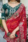 DESIGNER BANDHEJ PITHA & GOTA PATI WORK SAREE WITH UNSTITCHED BLOUSE BRIDAL WEAR WHOLESALE PRICE ETHNIC GARMENT (8)