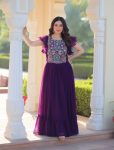 DESIGNER BLOOMING BEADS AND SEQUENCE MULTI THREADED EMBROIDERY WORK GOWN FESTIVE WEAR WHOLESALE PRICE ETHNIC GARMENT (11)