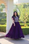 DESIGNER BLOOMING BEADS AND SEQUENCE MULTI THREADED EMBROIDERY WORK GOWN FESTIVE WEAR WHOLESALE PRICE ETHNIC GARMENT (11)