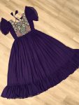 DESIGNER BLOOMING BEADS AND SEQUENCE MULTI THREADED EMBROIDERY WORK GOWN FESTIVE WEAR WHOLESALE PRICE ETHNIC GARMENT (11)