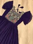 DESIGNER BLOOMING BEADS AND SEQUENCE MULTI THREADED EMBROIDERY WORK GOWN FESTIVE WEAR WHOLESALE PRICE ETHNIC GARMENT (11)